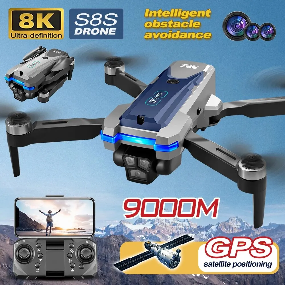 Drone Rc Holder - 折りたたみ式リモートコントロールドローンRCS8S GPS,5g wifi,8k hdデュアルESCカメラ,オプティカルフロー,360 ° 障害物回避,ブラシレスモーター,9000m
